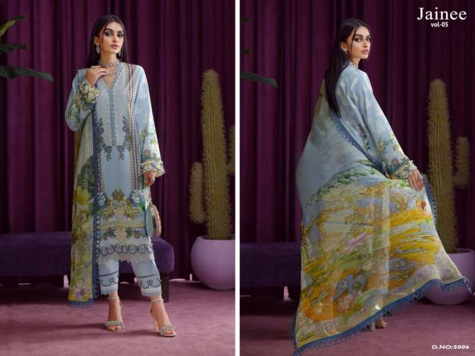 Agha Noor Jainee 5 Fancy Wear Luxury Lawn Karachi Cotton Printed Dress Collection